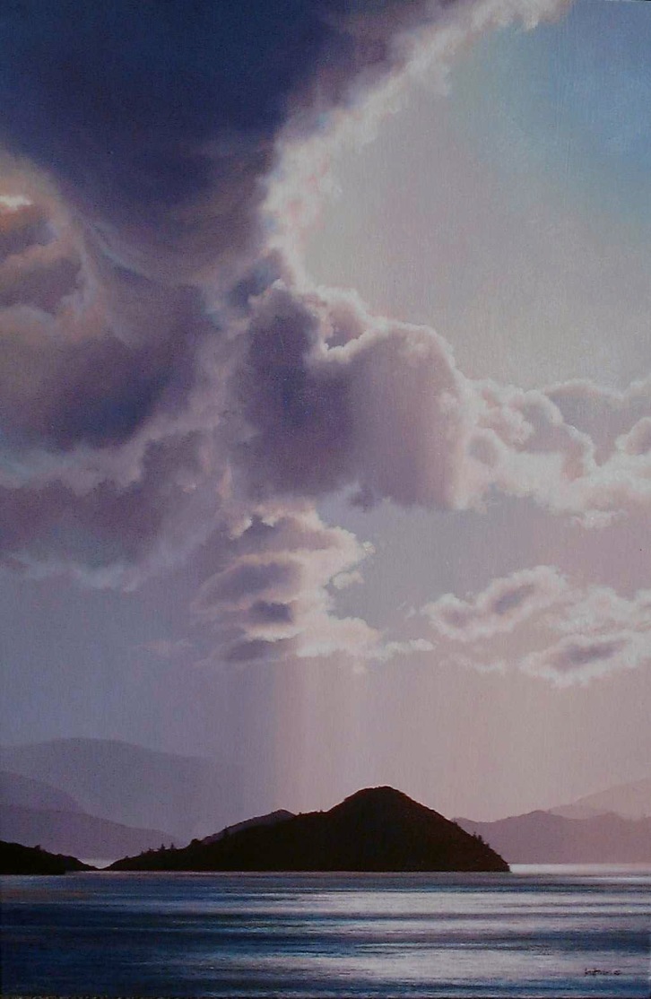 "Big skies, Kenepuru" - oil on canvas, 90 x60cm